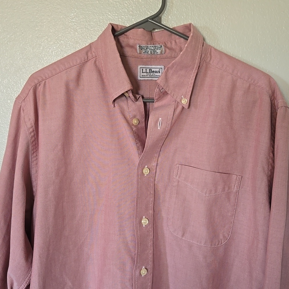 L.L. Bean | Vintage Red Button Down Long Sleeve Shirt Size 16.5 - 33